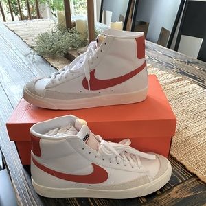 New Nike blazers- white/orange New with box( not original box) women’s 10.5